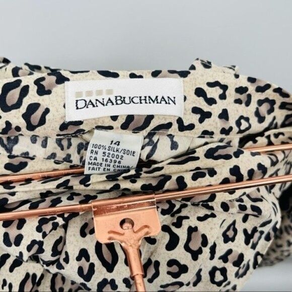 Dana Buchman pleaded 100% silk cheetah print skirt 14 BoxB - Picture 2 of 3